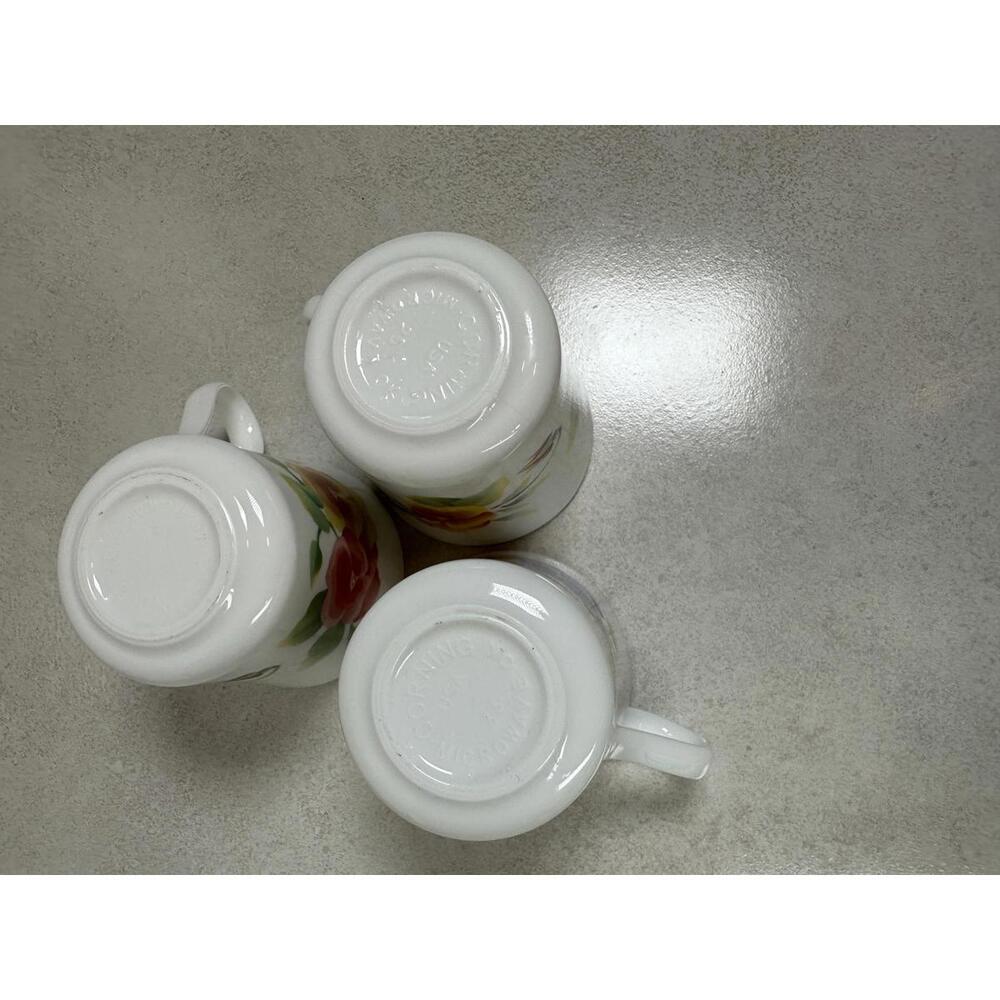 VTG Corelle Corning Summer Blush Pansy Coffee Mugs Set of 3 USA - Picture 6 of 8